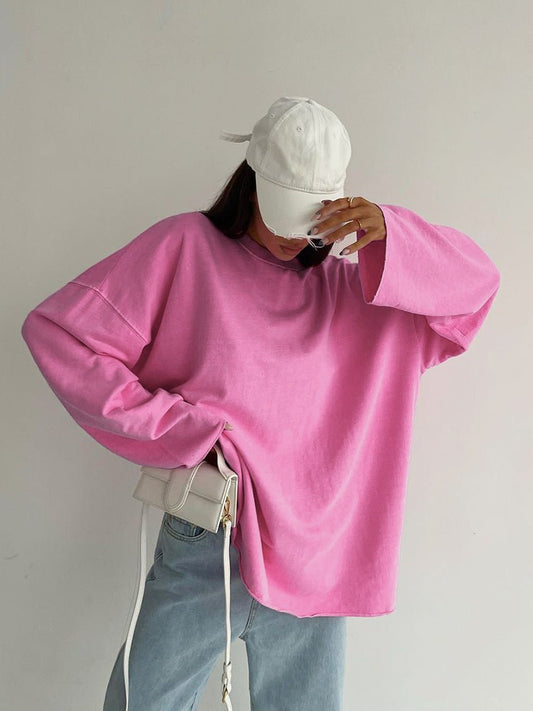 Chic Pink Knitted Bottoming Shirt Pink