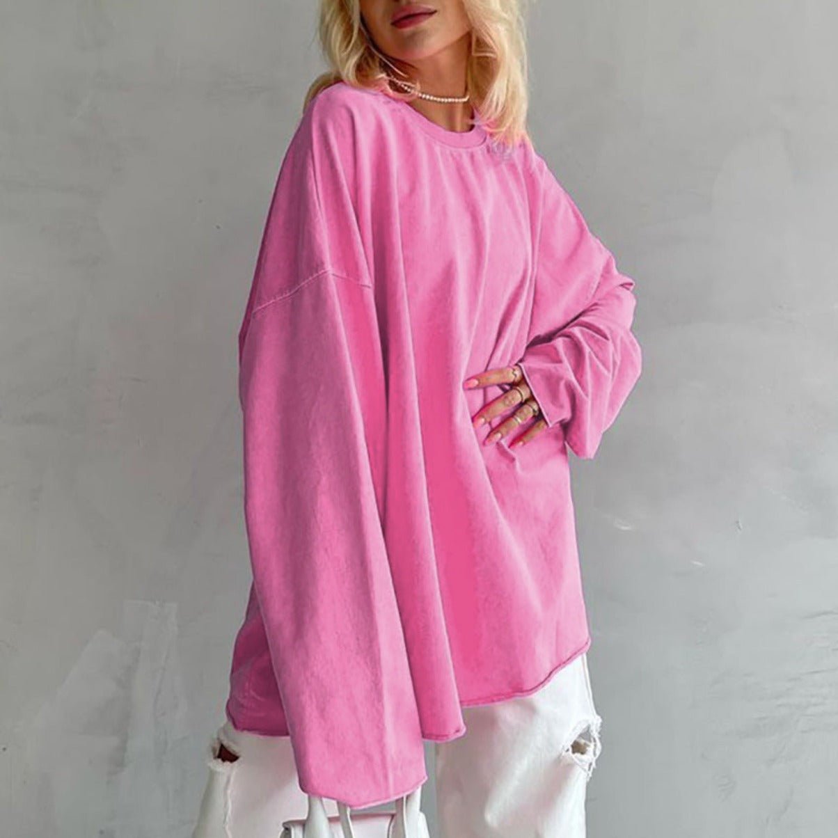 Chic Pink Knitted Bottoming Shirt Pink