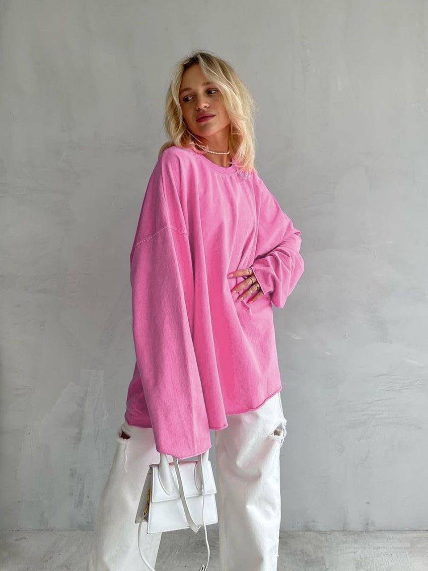 Chic Pink Knitted Bottoming Shirt Pink