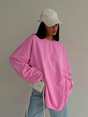 Chic Pink Knitted Bottoming Shirt Pink