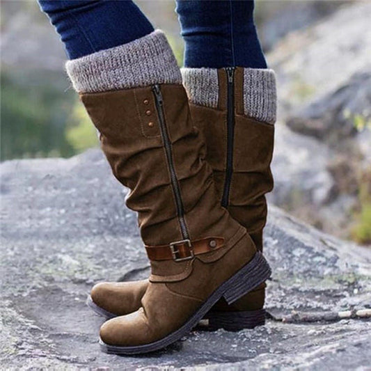 Chic Platform Knight Autumn And Winter Women's Boots for Fall Fun Dark Brown