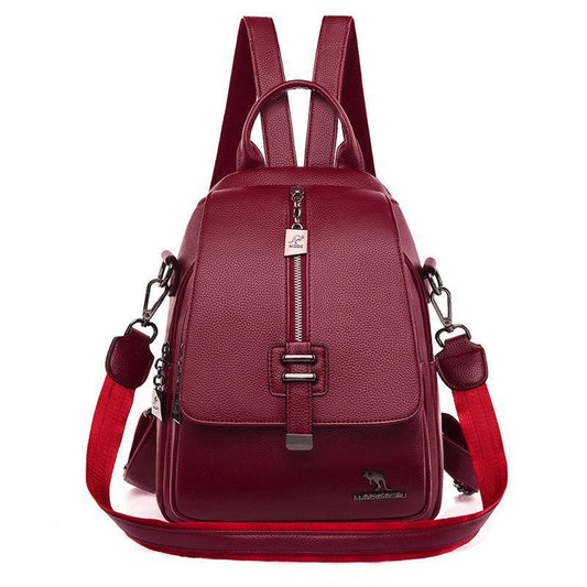 Chic PU Soft Leather Small Backpack - New Fashion Bag Wine Red