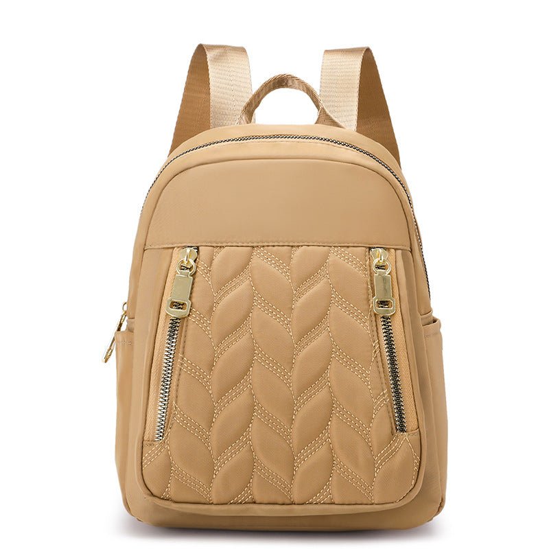 Chic Rhombus Trend Women's Fashion Solid Color Backpack Khaki