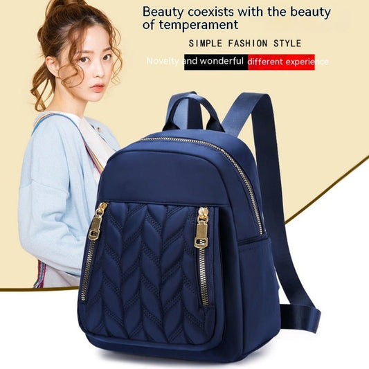 Chic Rhombus Trend Women's Fashion Solid Color Backpack Blue