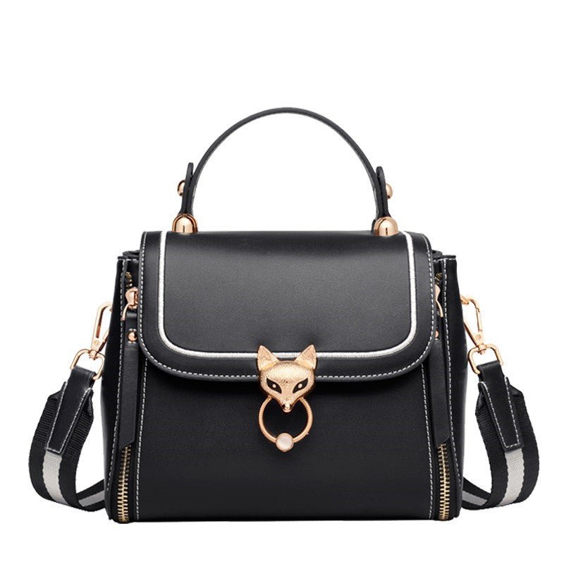 Chic Split Leather Clutch & Crossbody Handbag Black