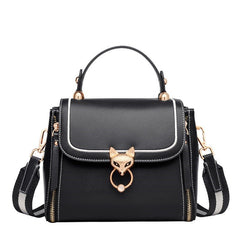 Chic Split Leather Clutch & Crossbody Handbag Black