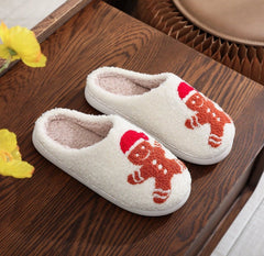 Christmas Gingerbread Man Cotton Indoor Slippers Home Winter Shoes Gingerbread Man