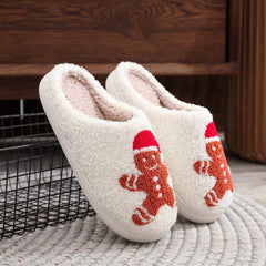 Christmas Gingerbread Man Cotton Indoor Slippers Home Winter Shoes Gingerbread Man