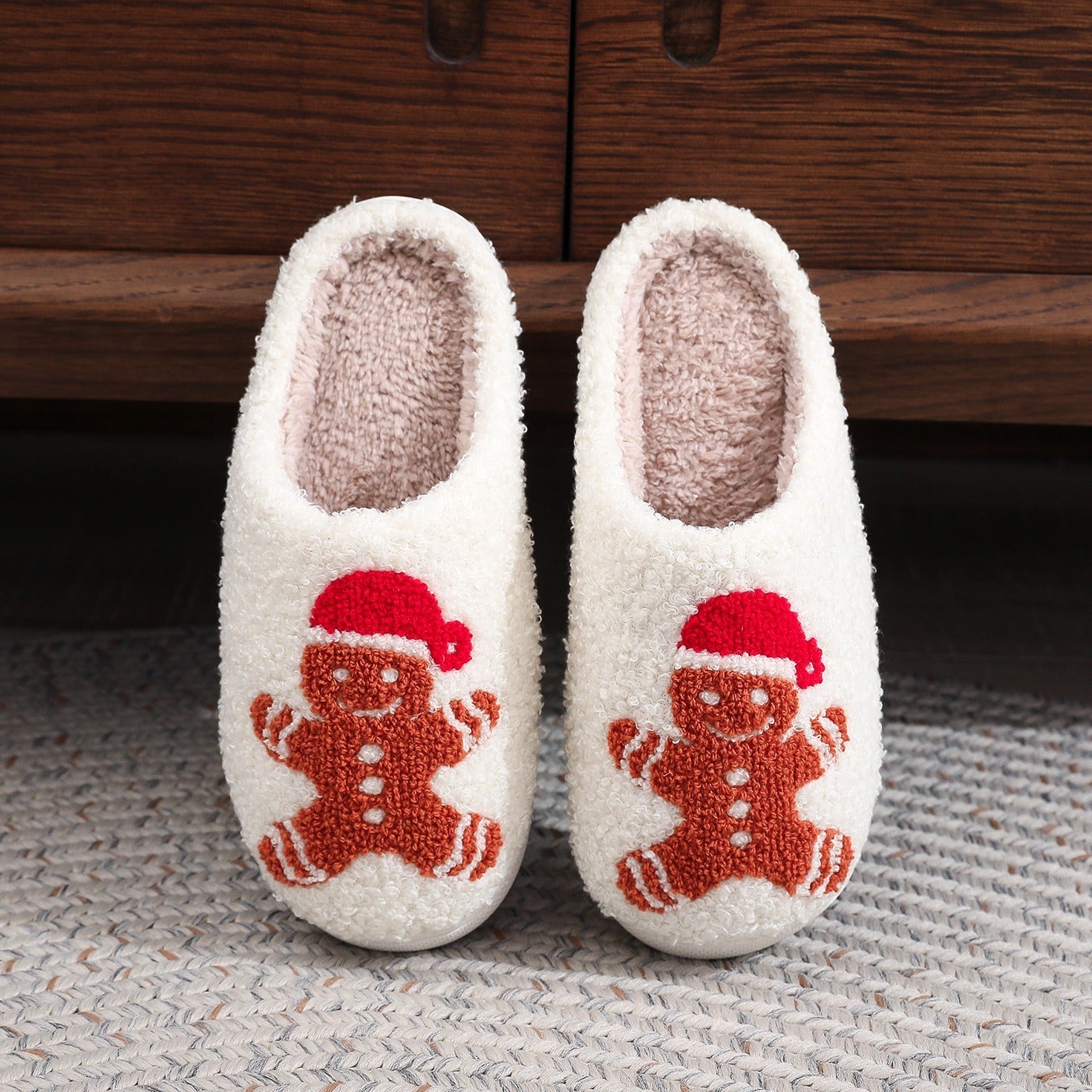 Christmas Gingerbread Man Cotton Indoor Slippers Home Winter Shoes Gingerbread Man