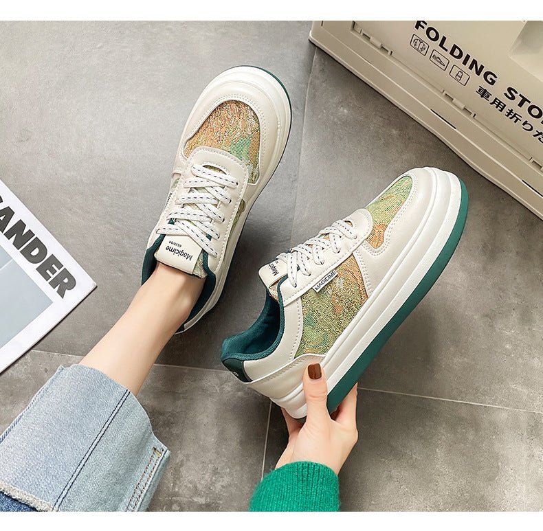 Chunky Canvas Chill Internet - famous Student Retro Sports Board Shoes Beige Green