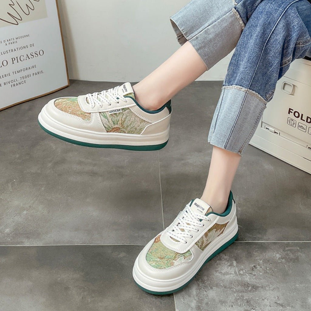 Chunky Canvas Chill Internet - famous Student Retro Sports Board Shoes Beige Green