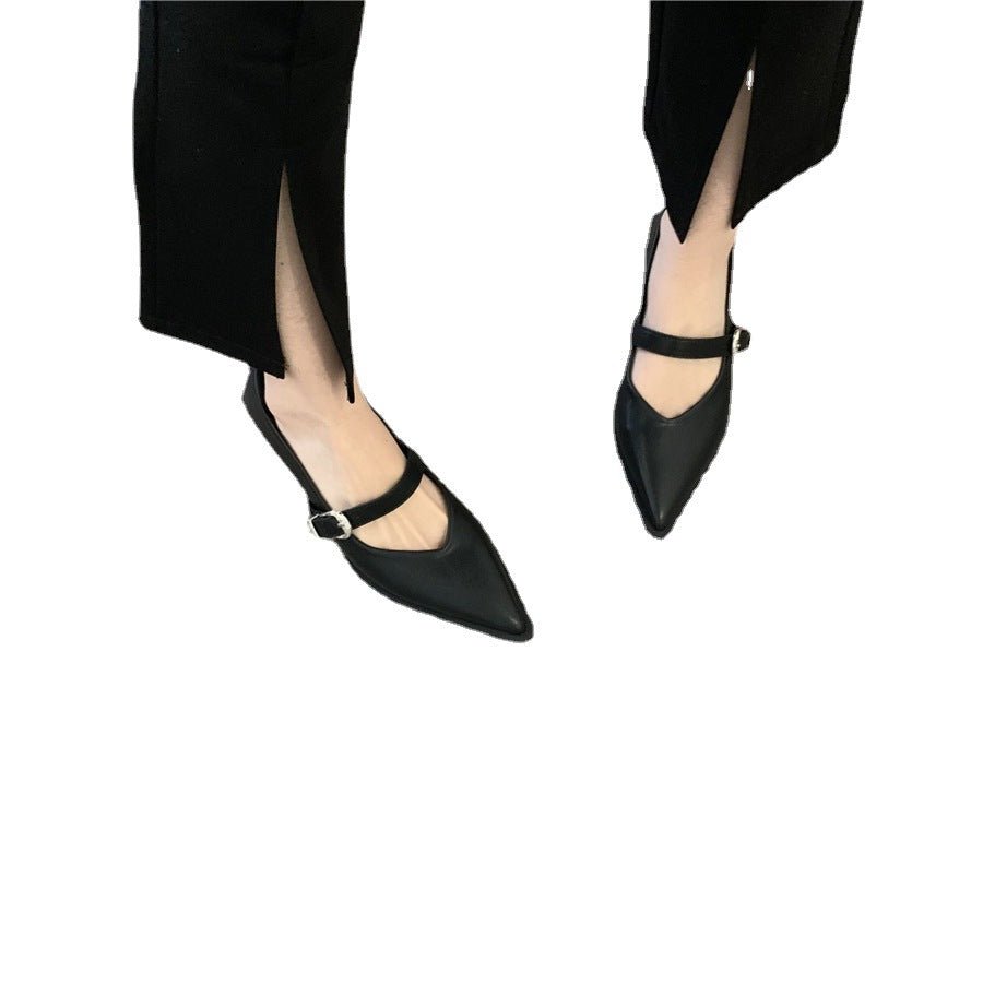 Chunky Heel Ankle - strap Buckle Mary Jane Female Low Heel Retro Shoes Black Style1