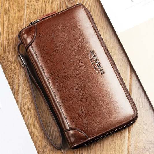Classic Men's Leather Clutch Purse Black