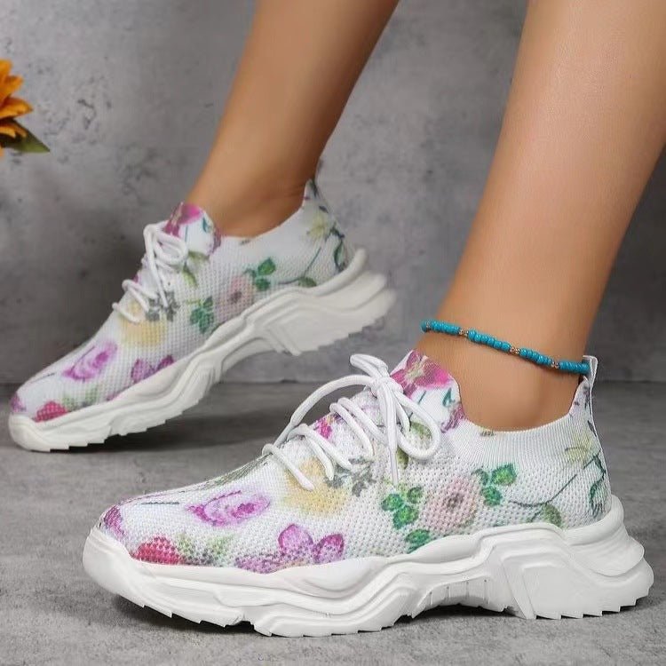 Cloud - Like Casual 3 D Printed Flowers Slip - on Light Gym & Brunch Shoes Purple Green