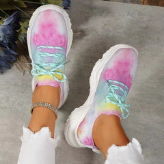 Cloud - Like Casual 3 D Printed Flowers Slip - on Light Gym & Brunch Shoes Pink Green