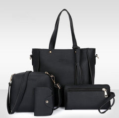 Clutch and Shoulder Bag Set – Pack of 4 Stylish Bags Black