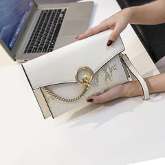 Clutch bag dinner bag snake pattern clutch White