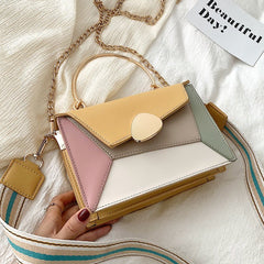 Clutch Contrast Color Leather Crossbody Bag White