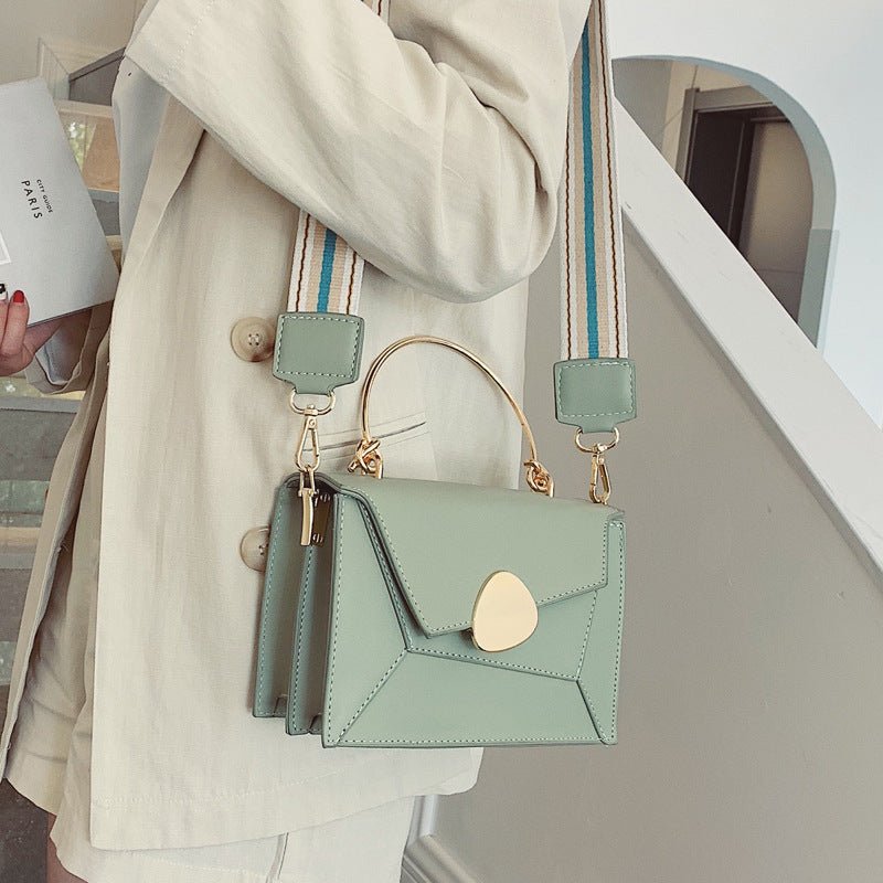 Clutch Contrast Color Leather Crossbody Bag Green