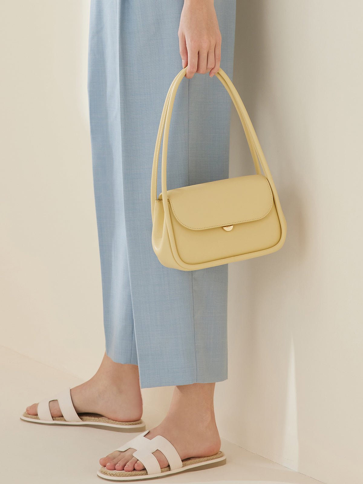 Clutch Style One Shoulder White Handbag for Women Blue
