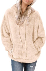 Coat Solid Color Pocket Casual Loose Sweater Apricot