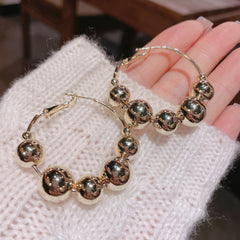 Cold Design Round Ball Earrings - Exaggerated Sense Of Women Gold