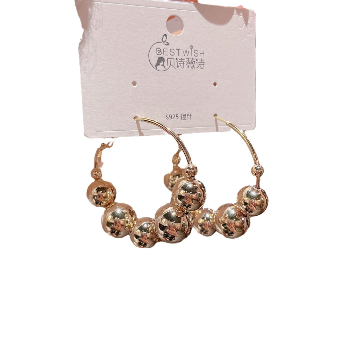 Cold Design Round Ball Earrings - Exaggerated Sense Of Women Gold