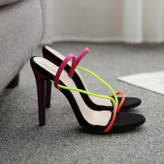 Color block stiletto high heel sandals Color