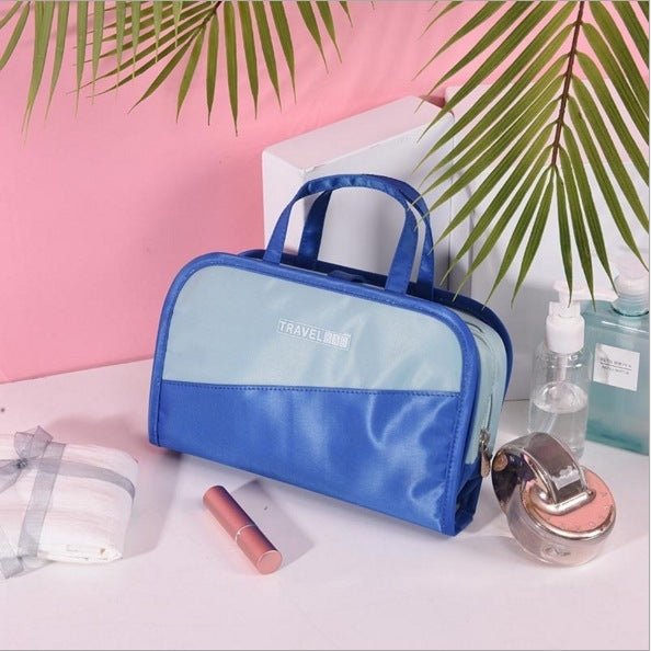 Color Matching Clutch - Large Capacity Cosmetic Storage Bag Sapphire Blue And Sky Blue
