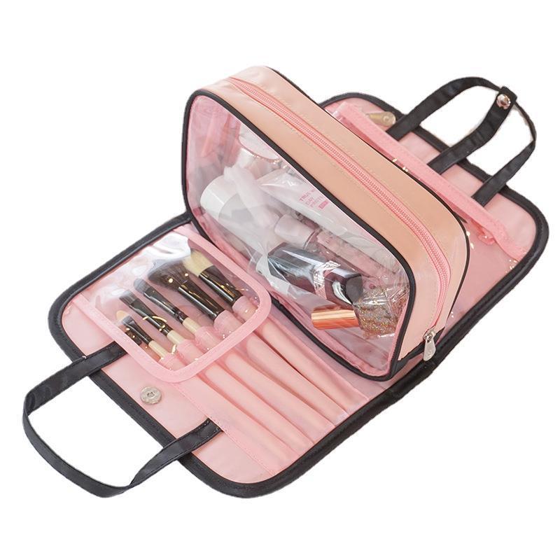 Color Matching Clutch - Large Capacity Cosmetic Storage Bag Sapphire Blue And Sky Blue