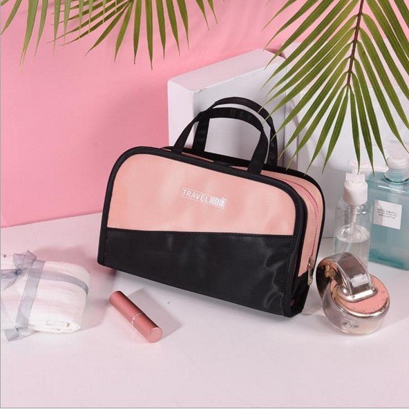 Color Matching Clutch - Large Capacity Cosmetic Storage Bag Pink Mixing With Black