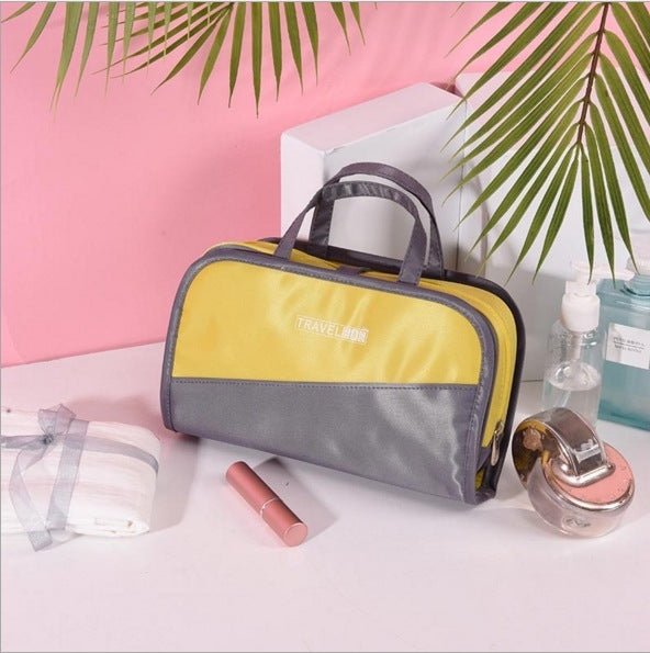 Color Matching Clutch - Large Capacity Cosmetic Storage Bag Yellow And Gray