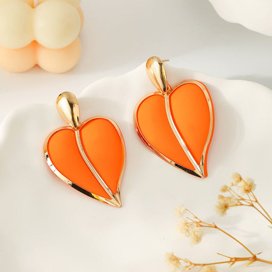 Color Spray Paint Heart Water Drops Earrings - Trendy Wild Design Style 1