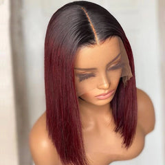 Colored Bob Human Hair Wig - Short Straight 1B - 99J Style Short hair