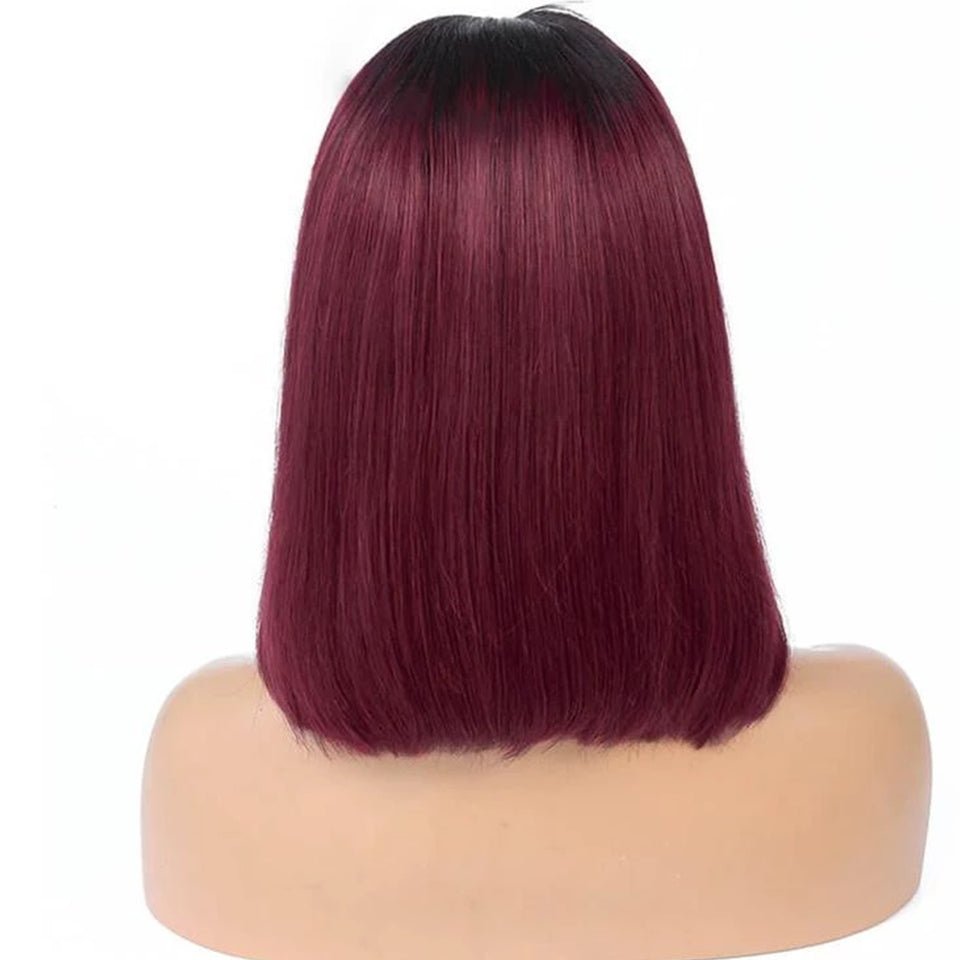 Colored Bob Human Hair Wig - Short Straight 1B - 99J Style Short hair