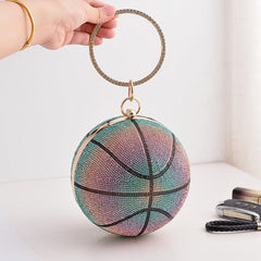 Colorful Basketball Dinner Bag Round Full Diamond Pink Gradient