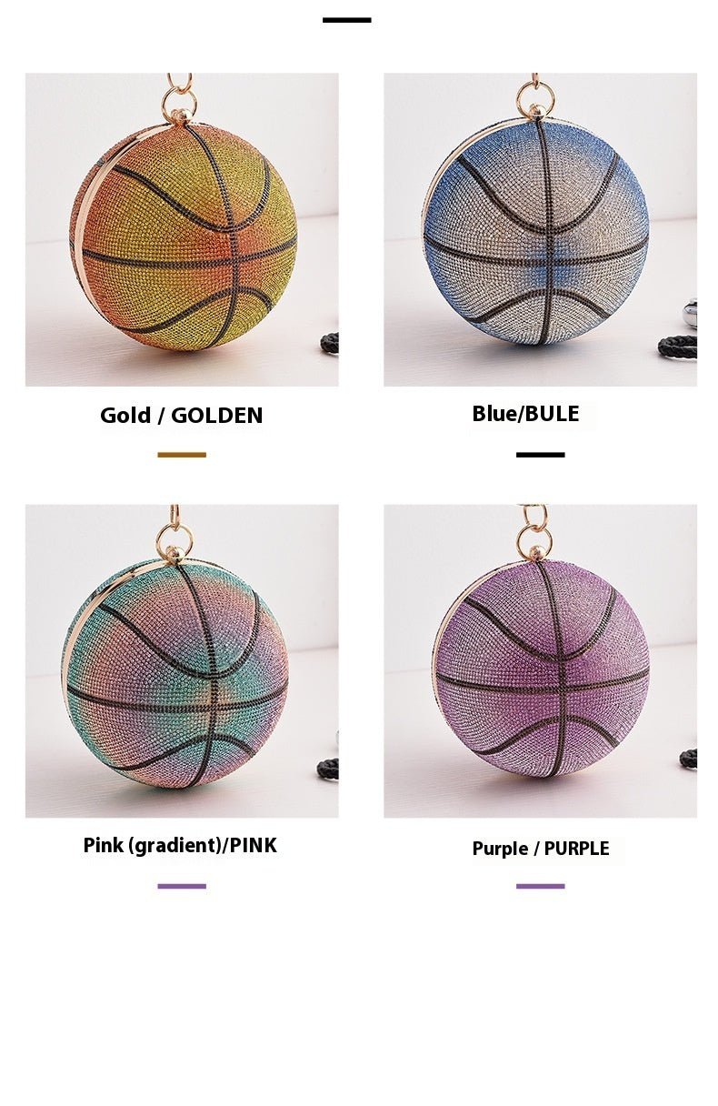 Colorful Basketball Dinner Bag Round Full Diamond Purple