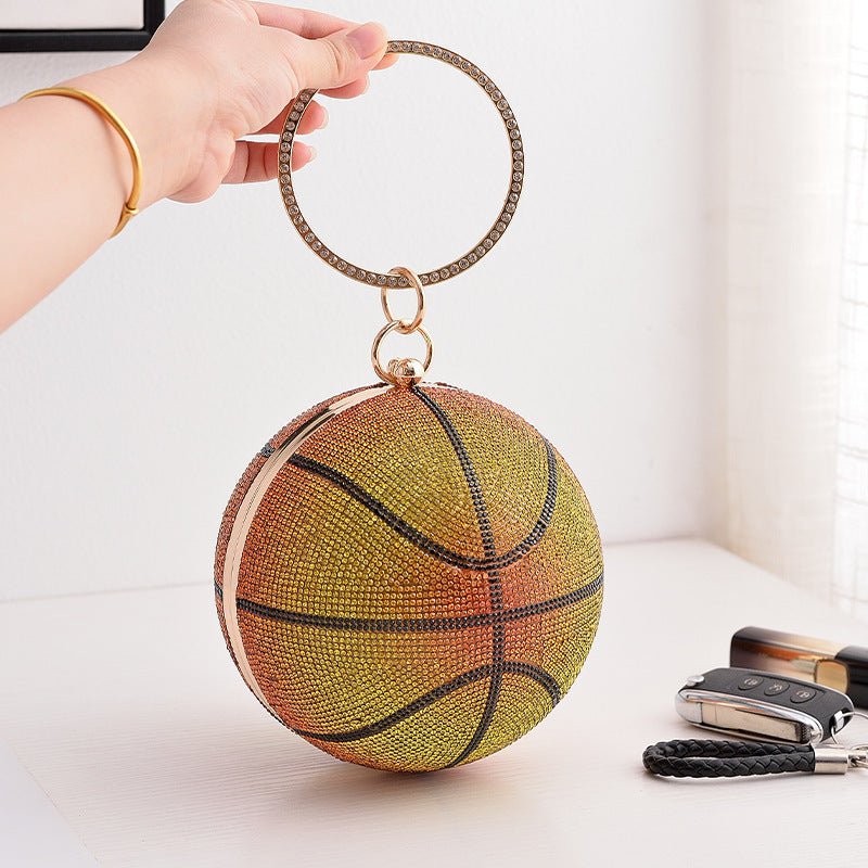 Colorful Basketball Dinner Bag Round Full Diamond Gold