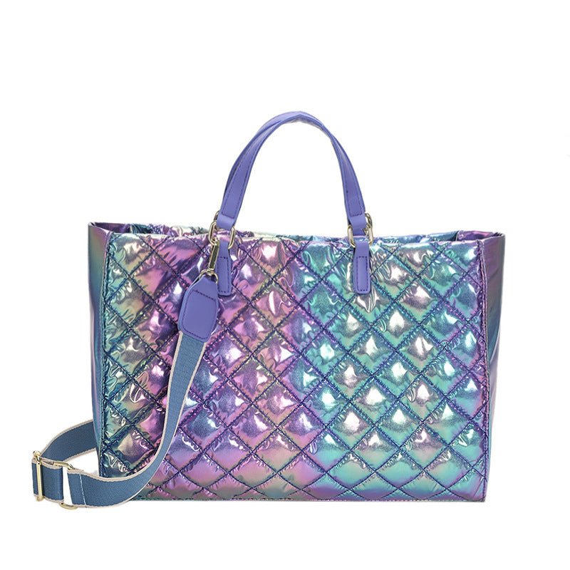 Colorful Diamond Embroidery Thread Handbag for Women with Large Capacity Purple