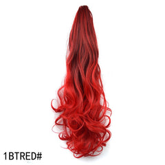 Colorful Gradient Clip - In Ponytail Wig Black scarlet