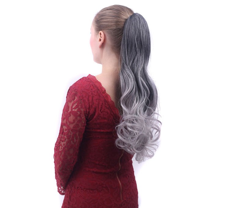 Colorful Gradient Clip - In Ponytail Wig Black scarlet