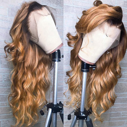 Colorful Ombre Lace Front Remy Human Hair Wig 150density