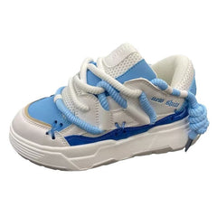 Combines platform trend Thick Bottom Retro Height Clunky Sneakers Blue