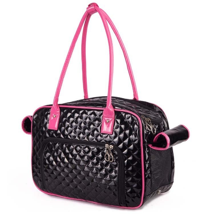 Compact Pet Clutch Bag - Portable Travel Accessory Black pink edge