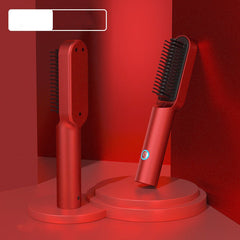 Compact Rechargeable 2 - in - 1 Hair Styler and Hot Air Comb Kit Set Ferrari red