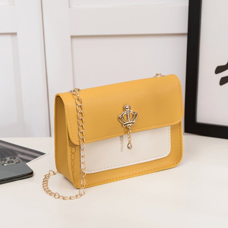 Contrast Color Crown Ornaments Women's Small Square Bag Yellow