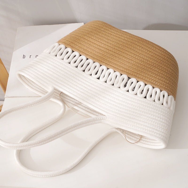 Cotton Bag Female Braided One Shoulder Large Capacity Portable Tape lining