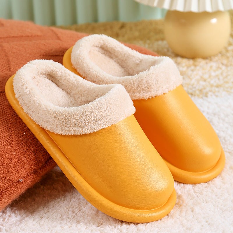 Cotton Snuggle Cloud Slippers Women's Waterproof Home Indoor Shoes Yellow