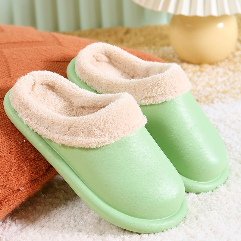 Cotton Snuggle Cloud Slippers Women's Waterproof Home Indoor Shoes Green