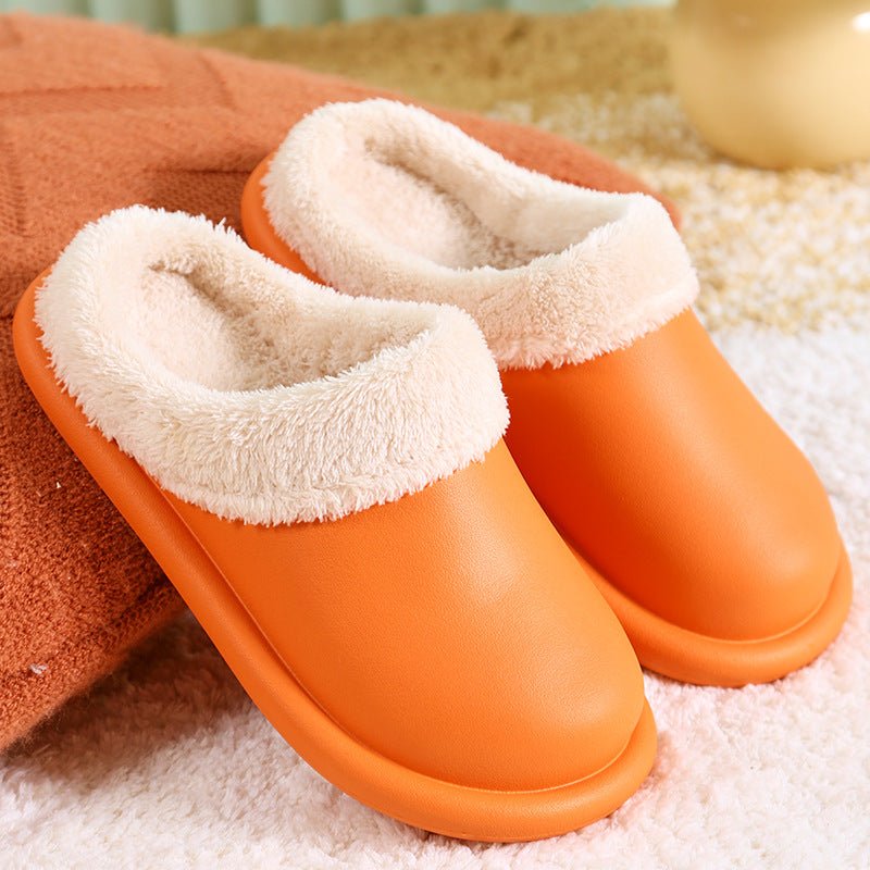 Cotton Snuggle Cloud Slippers Women's Waterproof Home Indoor Shoes Orange